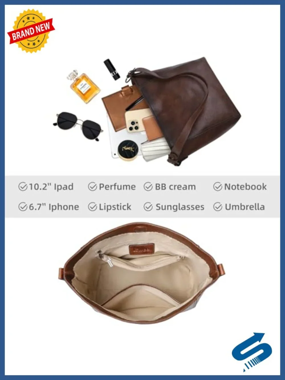 Genuine Leather Tote Bag Crossbody Satchel Medium Purses